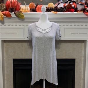 Terre Bleue Criss-Cross Tunic in Heather Gray